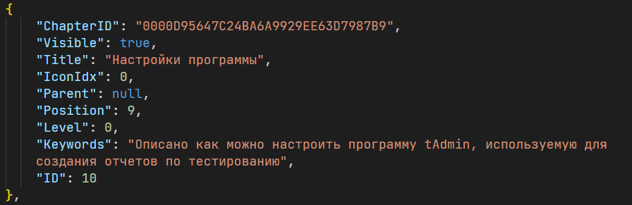 Метаданные главы