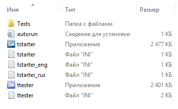 Структура компакт-диска для проведения тестирования